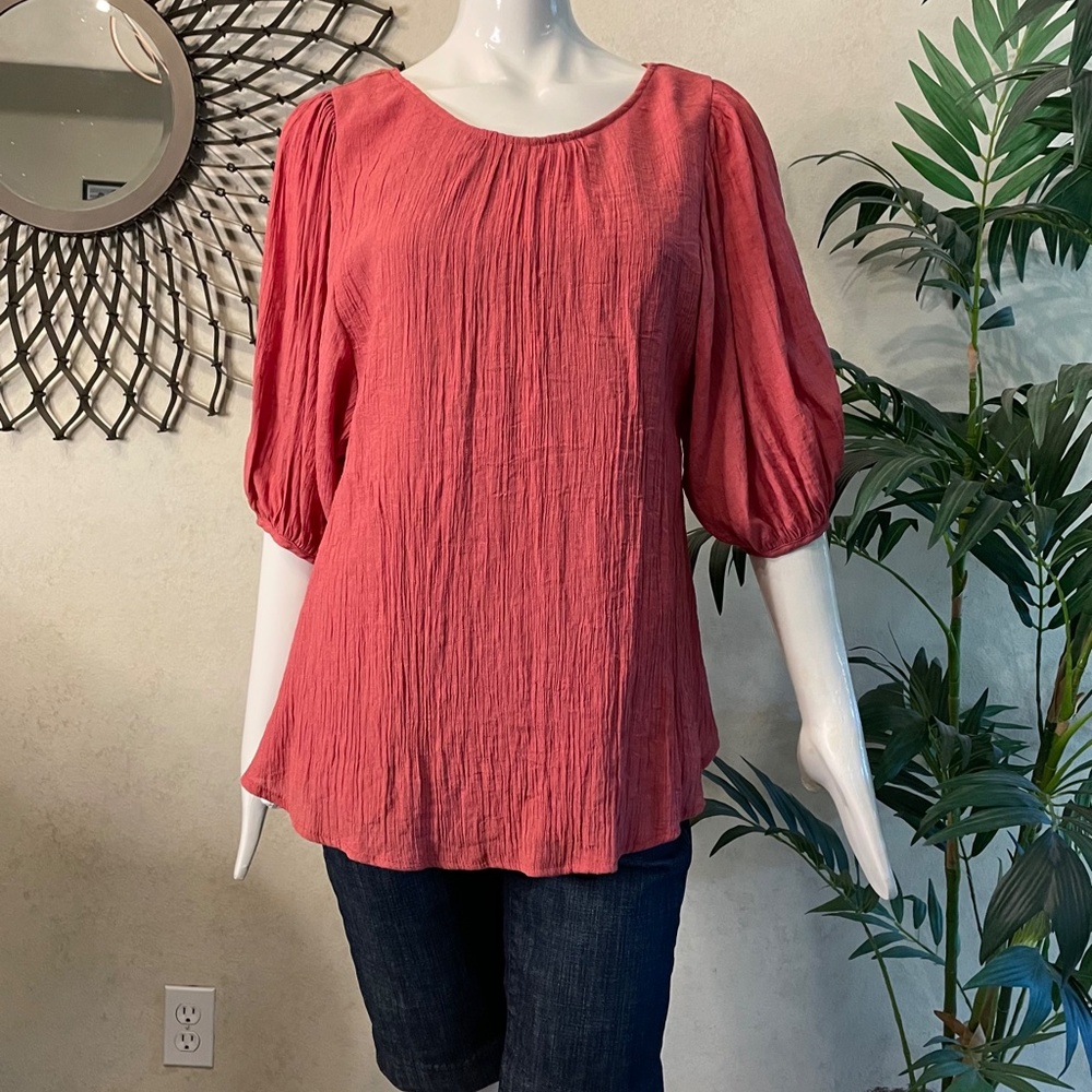 Kori America Plus Women's Coral Blouse Sz XL